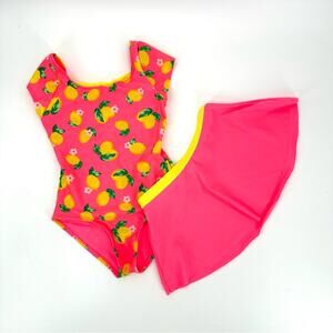 Cat & Jack lemon one piece swim suit with matching skirt Size M
